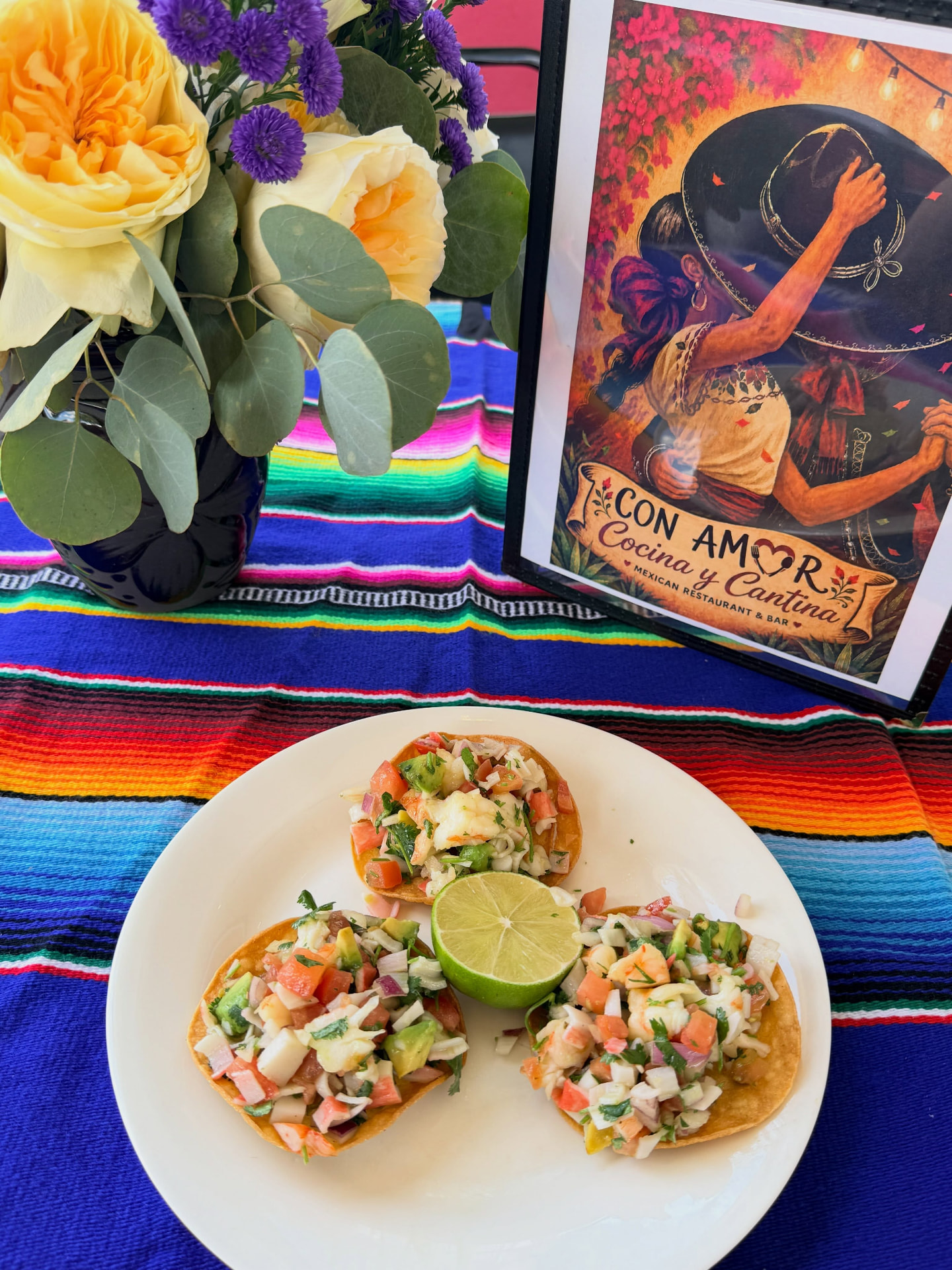 Fresh seafood tostadas served at Con Amor Cocina Y Cantina